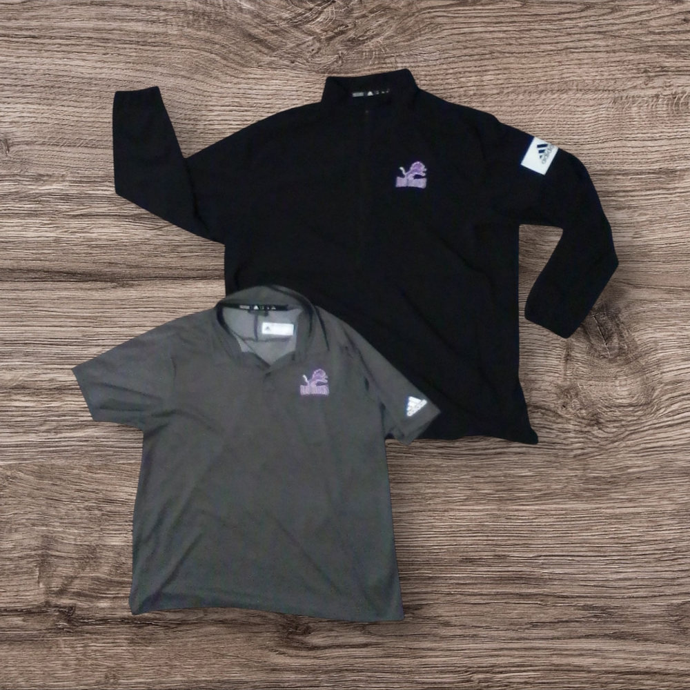 Adidas Matching Lion Black Pullover Wind-breaker and Gray Polo Shirt
